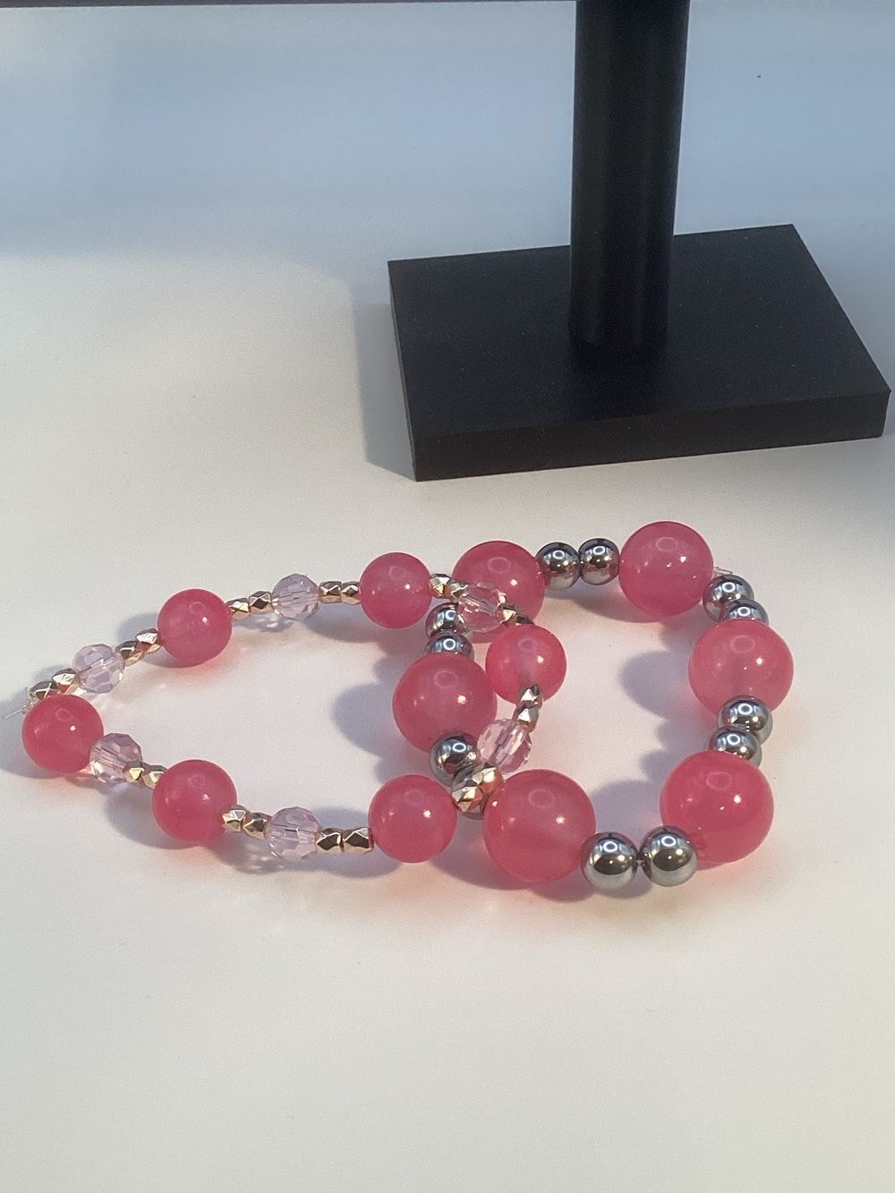 Pink Beaded Stretch Bracelet Set - Women's Jewelry - Picture 1 of 8